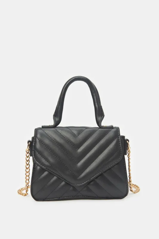 Women Black Quilted Cross Body Bag sold by Redtag