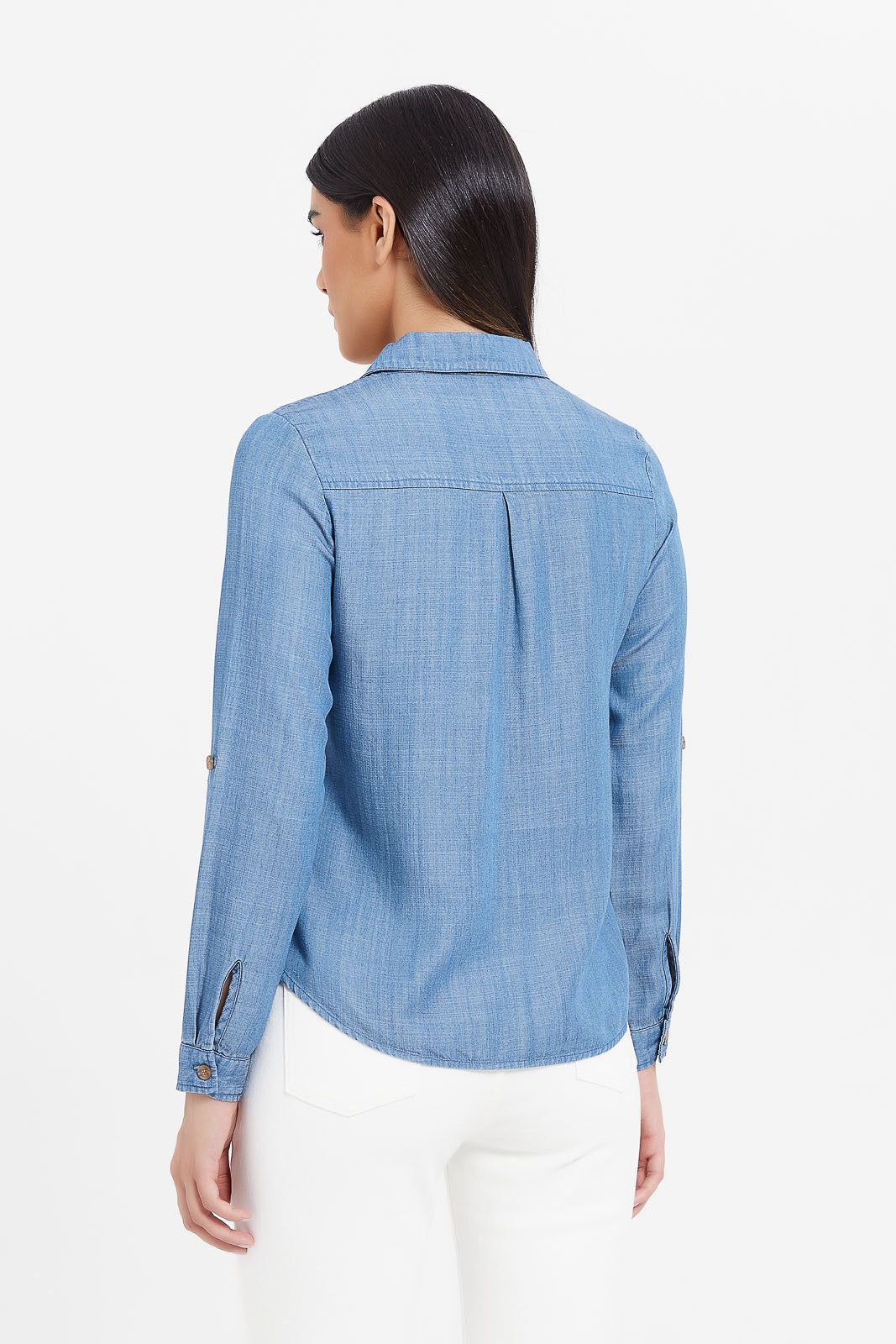 Women Blue Mid Wash Denim Shirt sold by Redtag product image thumbnail 3
