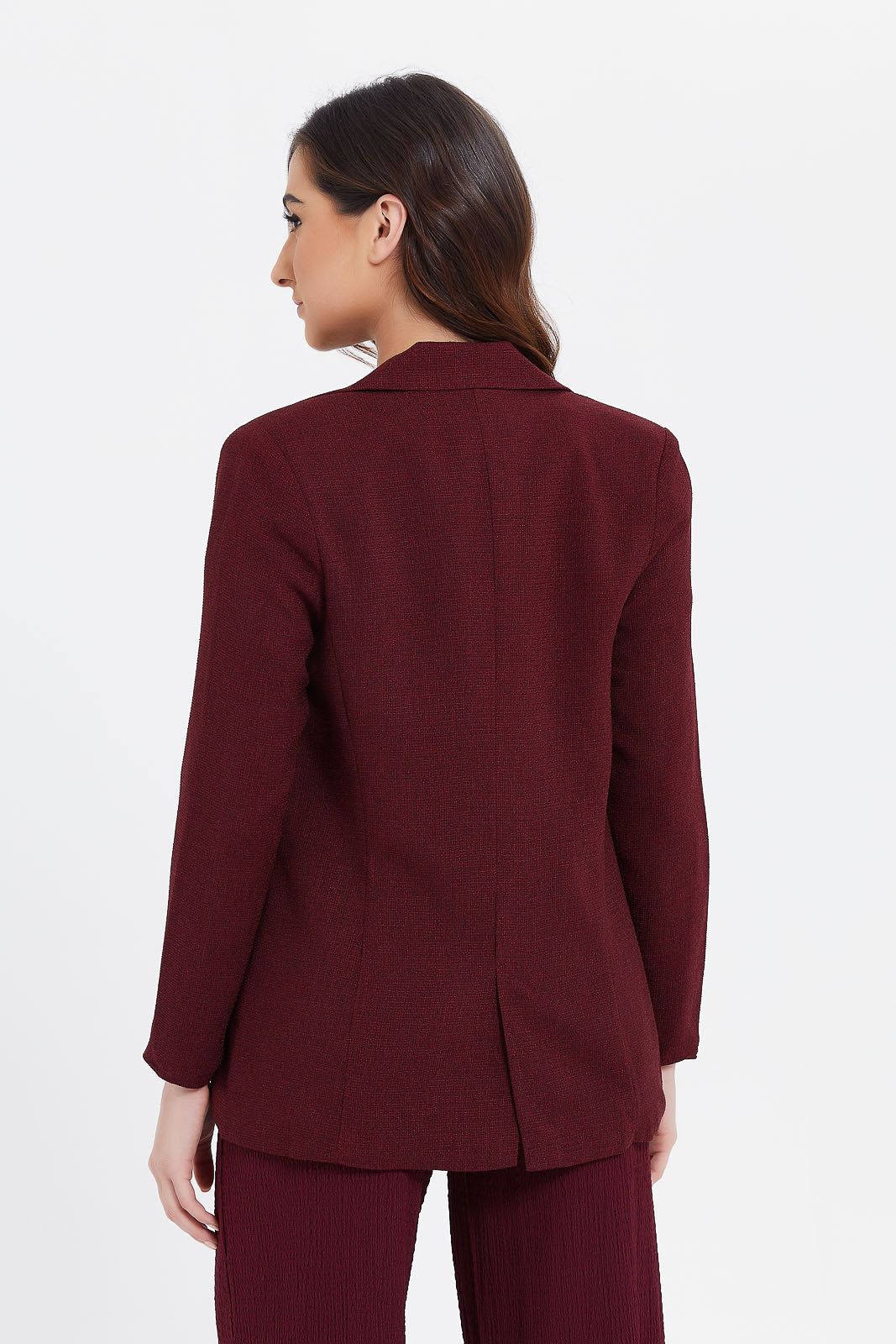 Women Burgundy Buttons Blazer sold by Redtag product image thumbnail 3