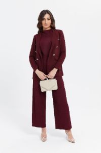 Women Burgundy Buttons Blazer sold by Redtag