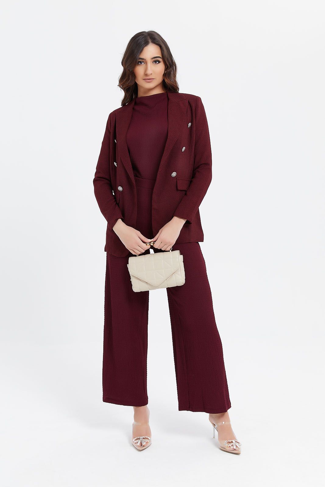 Women Burgundy Buttons Blazer sold by Redtag product image thumbnail 2