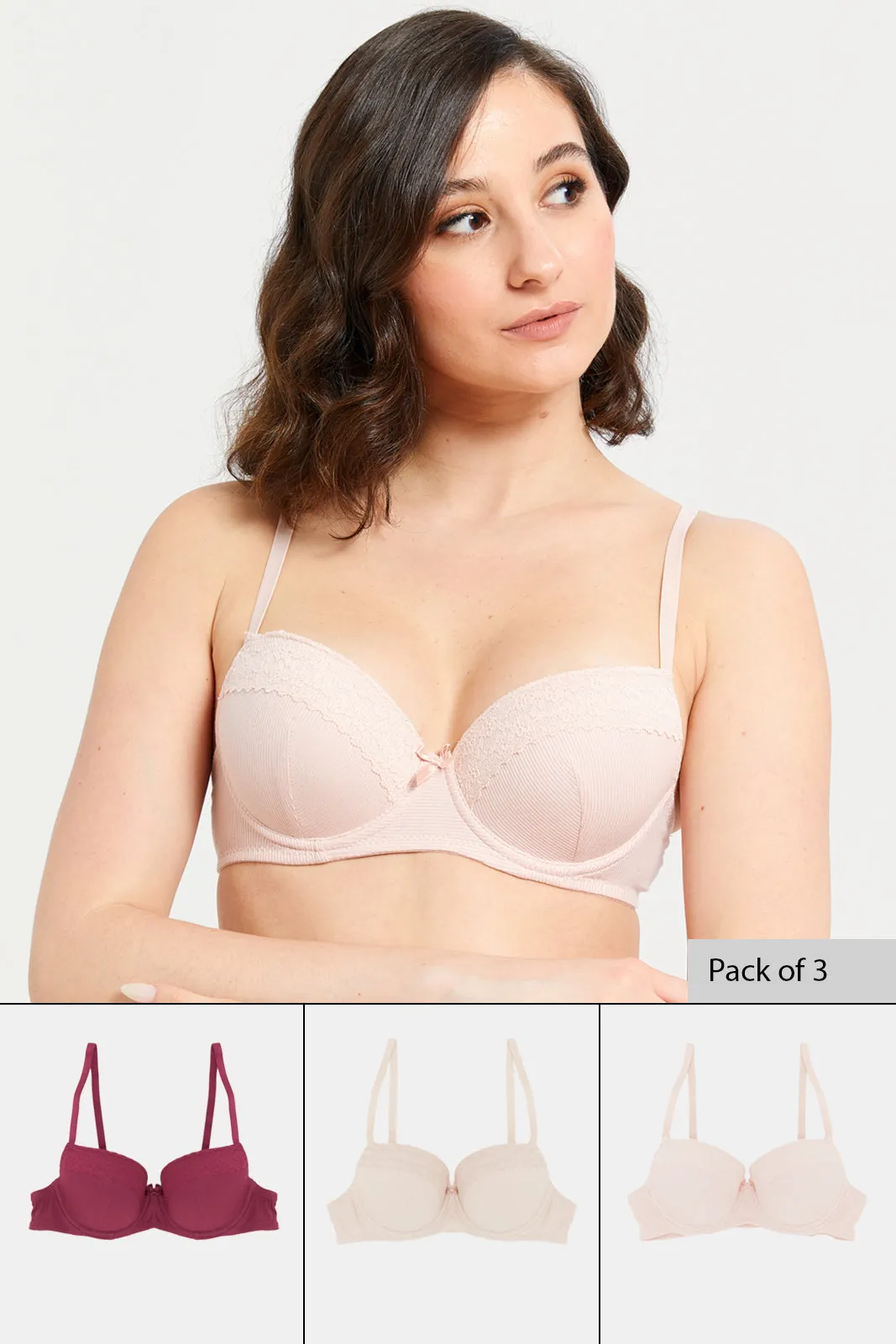 Women Assorted T-Shirt Bra Set (Pack of 3) sold by Redtag product image thumbnail 5