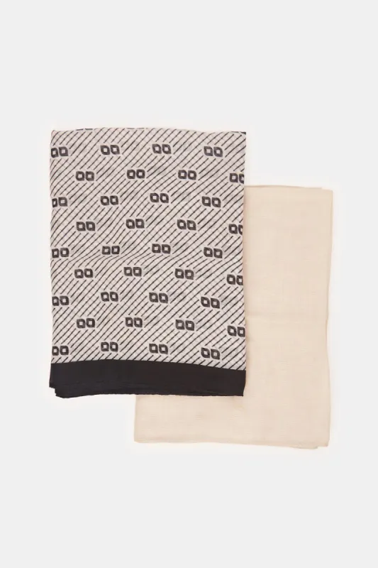 Women Beige And Brown Pashmina Set (Pack of 2) sold by Redtag