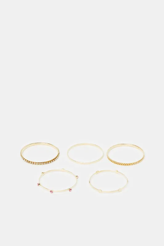 Women Gold Embellished Bracelet Set (5 Piece) sold by Redtag