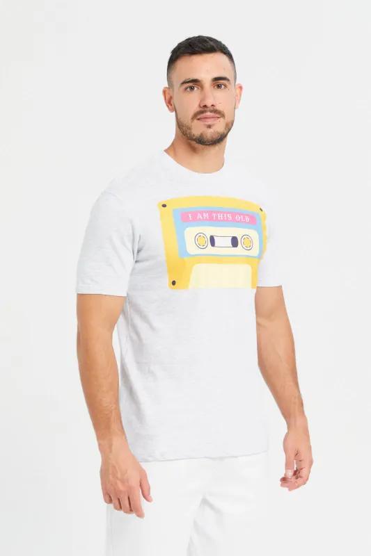 Men Grey Placement Print T-Shirt sold by Redtag