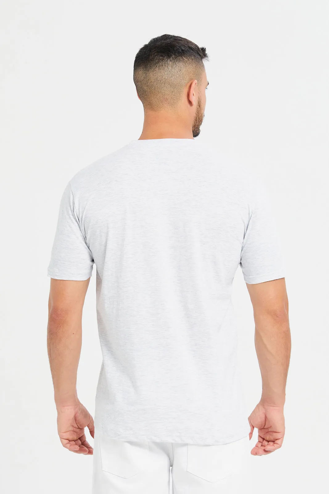 Men Grey Placement Print T-Shirt sold by Redtag product image thumbnail 3