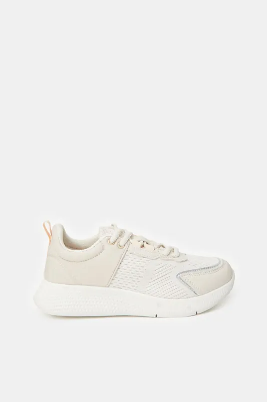 Women Beige Classic Lace Up Sneakers sold by Redtag