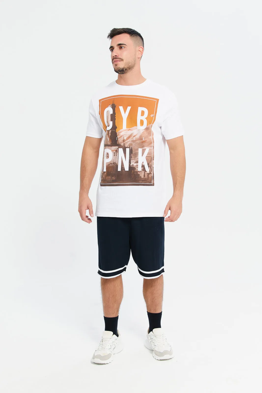 Men White CYB PNK Print Graphic T-Shirt sold by Redtag product image thumbnail 2