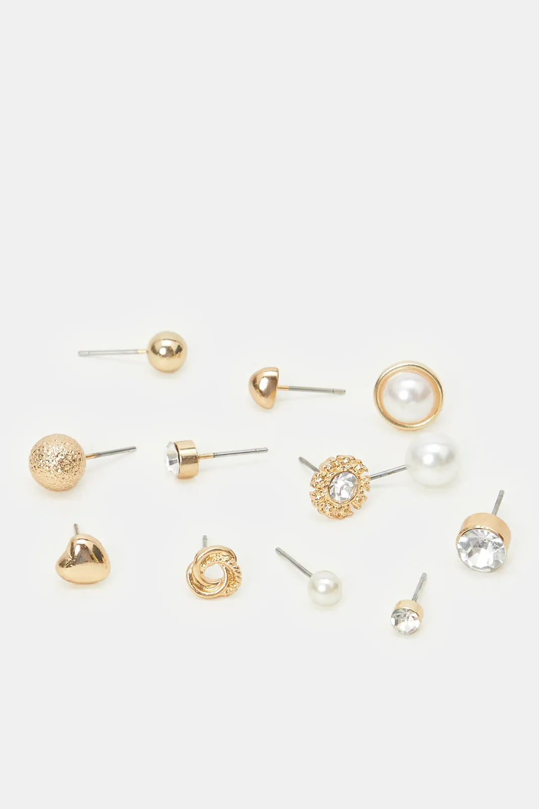 Women Gold Embellished Studs Set (12 Pairs) sold by Redtag product image thumbnail 2