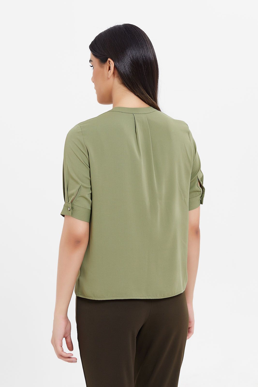 Women Olive Pleated Blouse sold by Redtag product image thumbnail 3