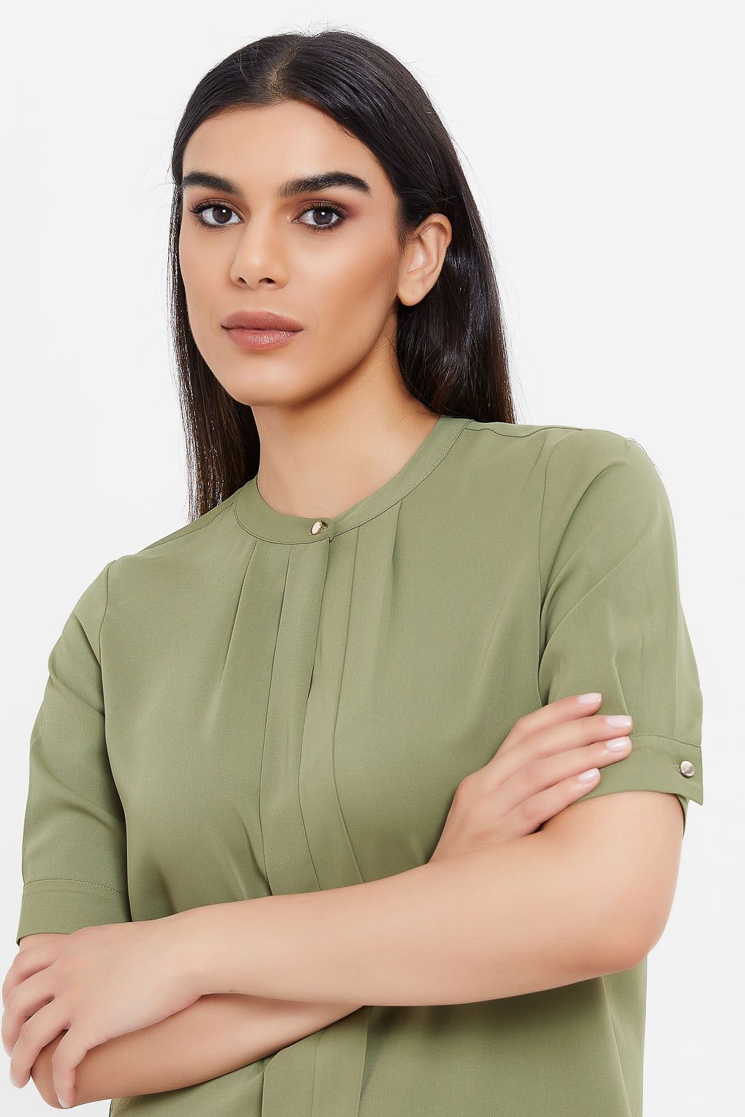 Women Olive Pleated Blouse sold by Redtag product image thumbnail 4