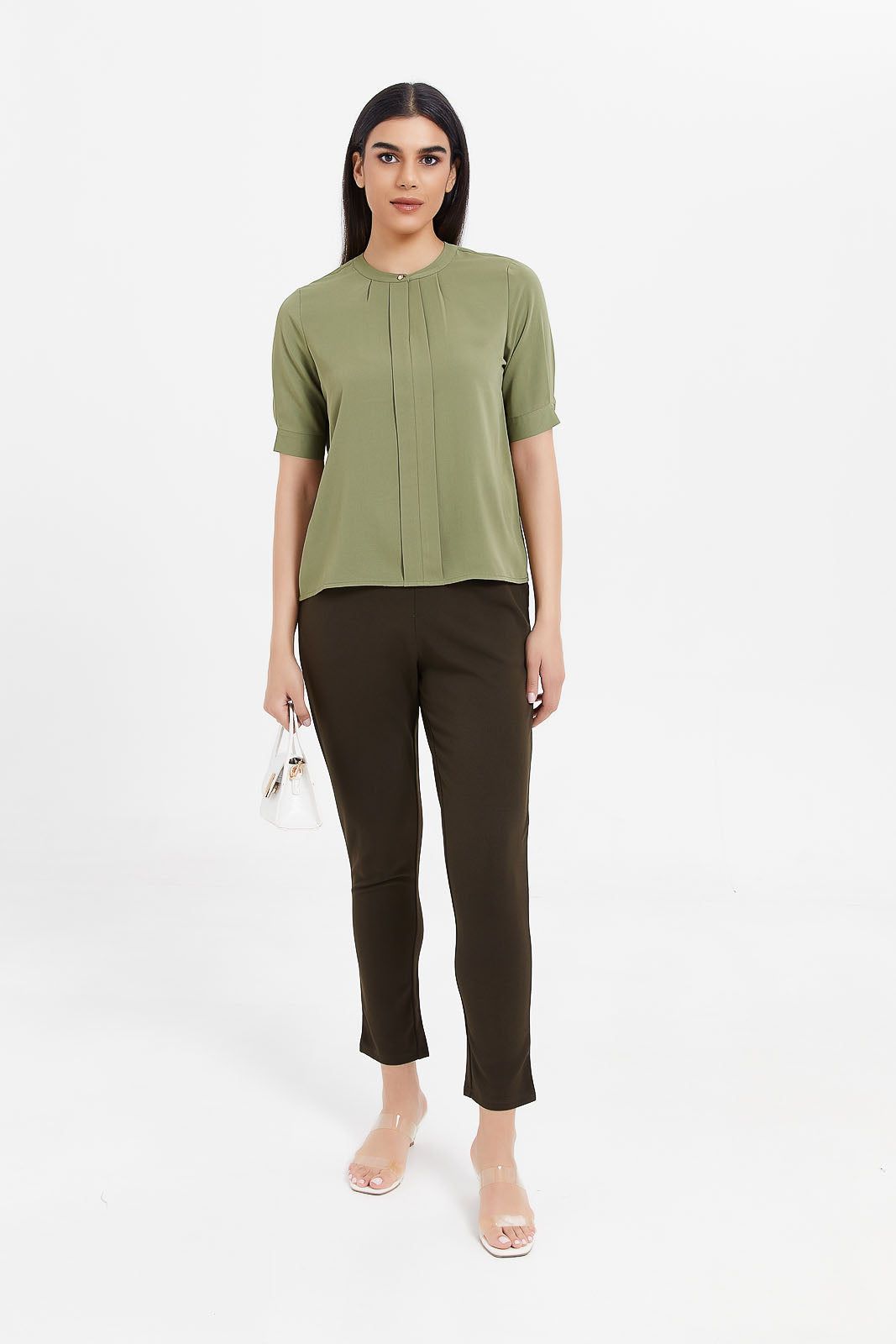 Women Olive Pleated Blouse sold by Redtag product image thumbnail 2