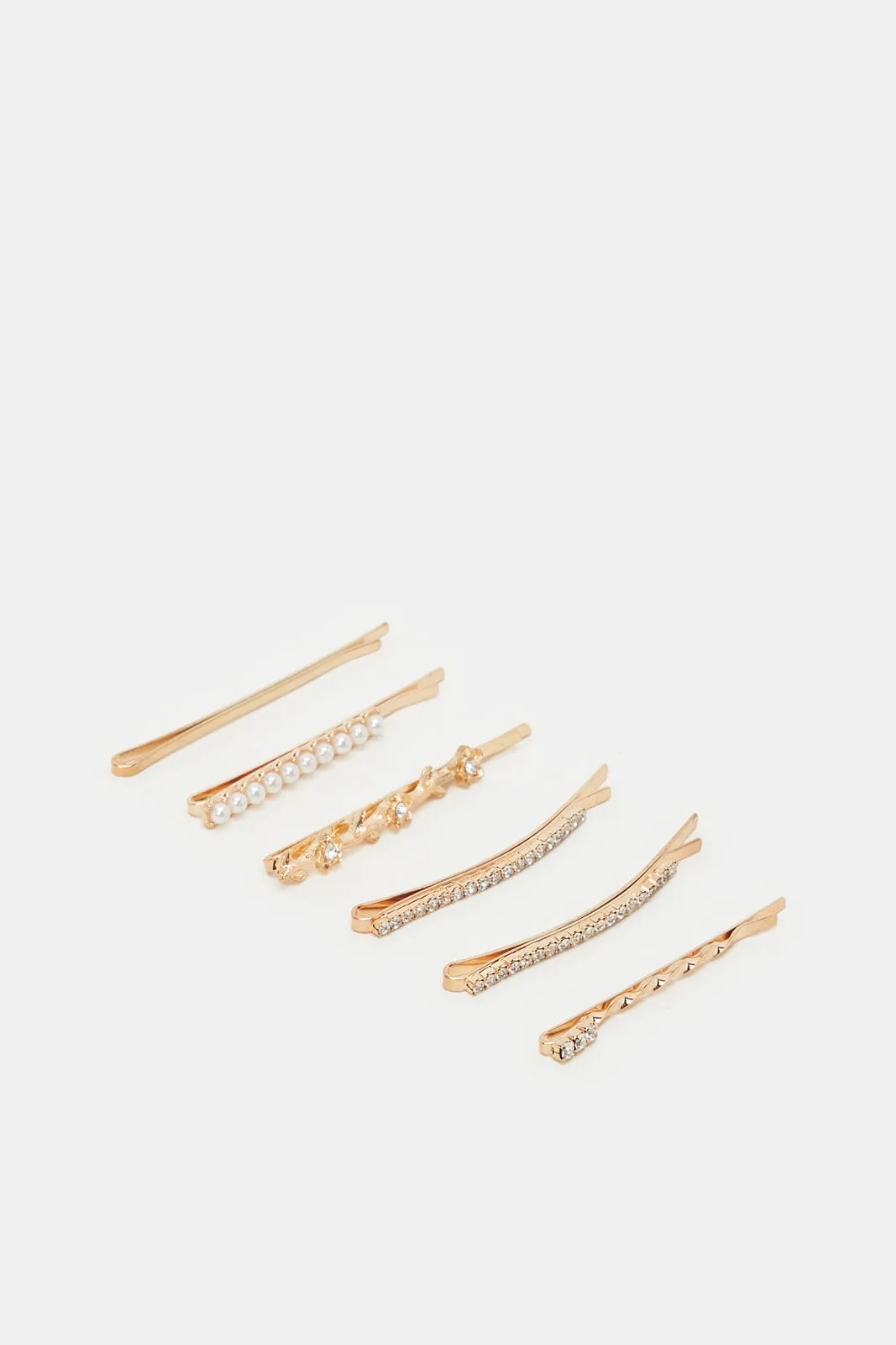 Women Gold Embellished Hair Clip Set (6Piece) sold by Redtag