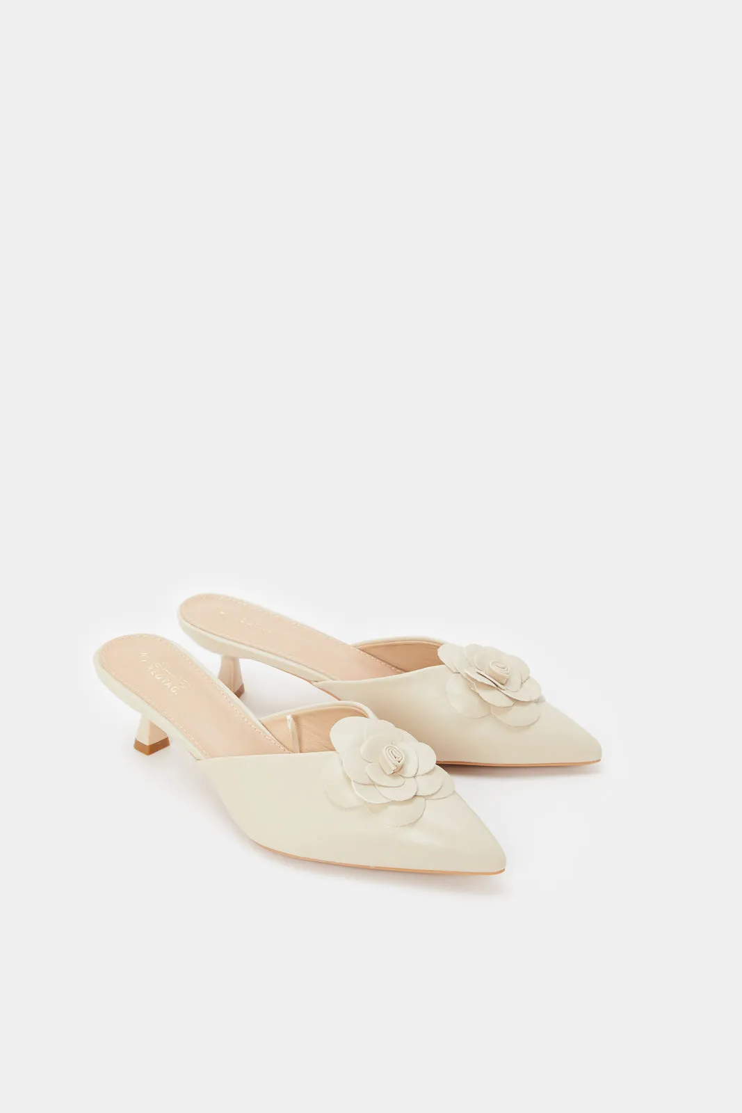 Women Beige Mule With Flower Trim sold by Redtag product image thumbnail 2