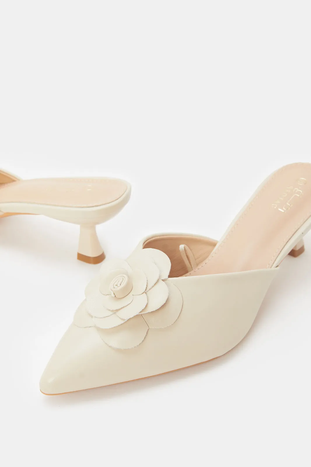 Women Beige Mule With Flower Trim sold by Redtag product image thumbnail 3