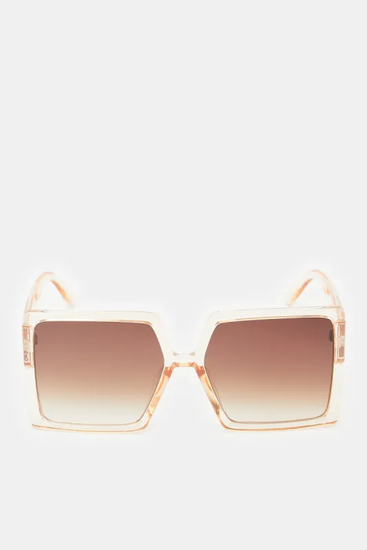 Women Beige Oversize Sunglasses sold by Redtag