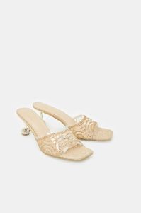 Women Gold Embellished Stiletto Heels Mule sold by Redtag