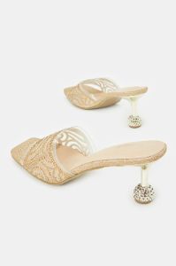 Women Gold Embellished Stiletto Heels Mule sold by Redtag