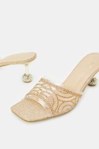 Women Gold Embellished Stiletto Heels Mule sold by Redtag