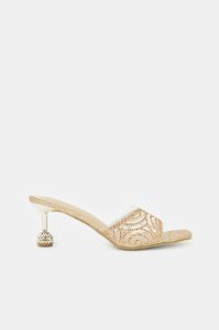 Women Gold Embellished Stiletto Heels Mule sold by Redtag