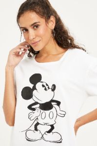 Women White Mickey Mouse Embellished T-Shirt sold by Redtag