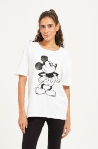 Women White Mickey Mouse Embellished T-Shirt sold by Redtag