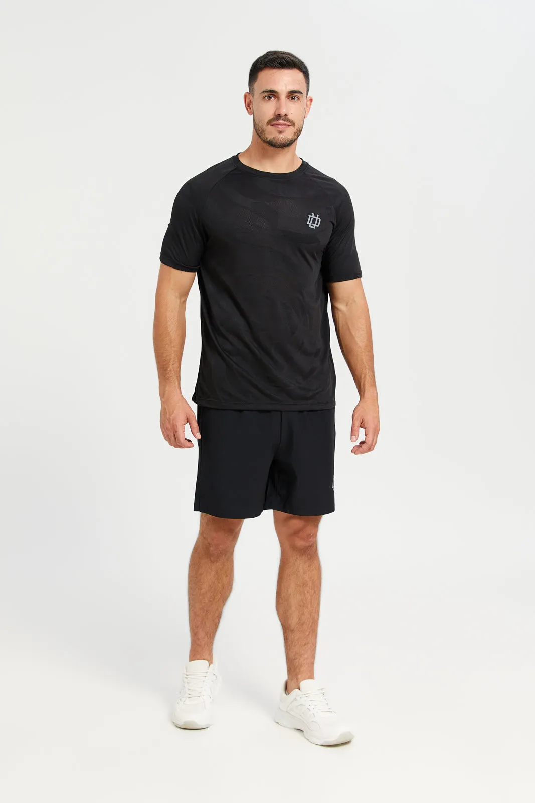 Men Black Embellished Active T-Shirt sold by Redtag product image thumbnail 2
