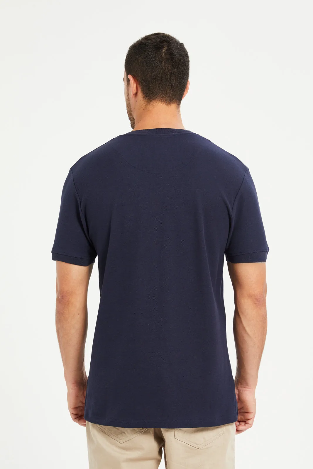 Men Navy Henley Polo Shirt sold by Redtag product image thumbnail 3