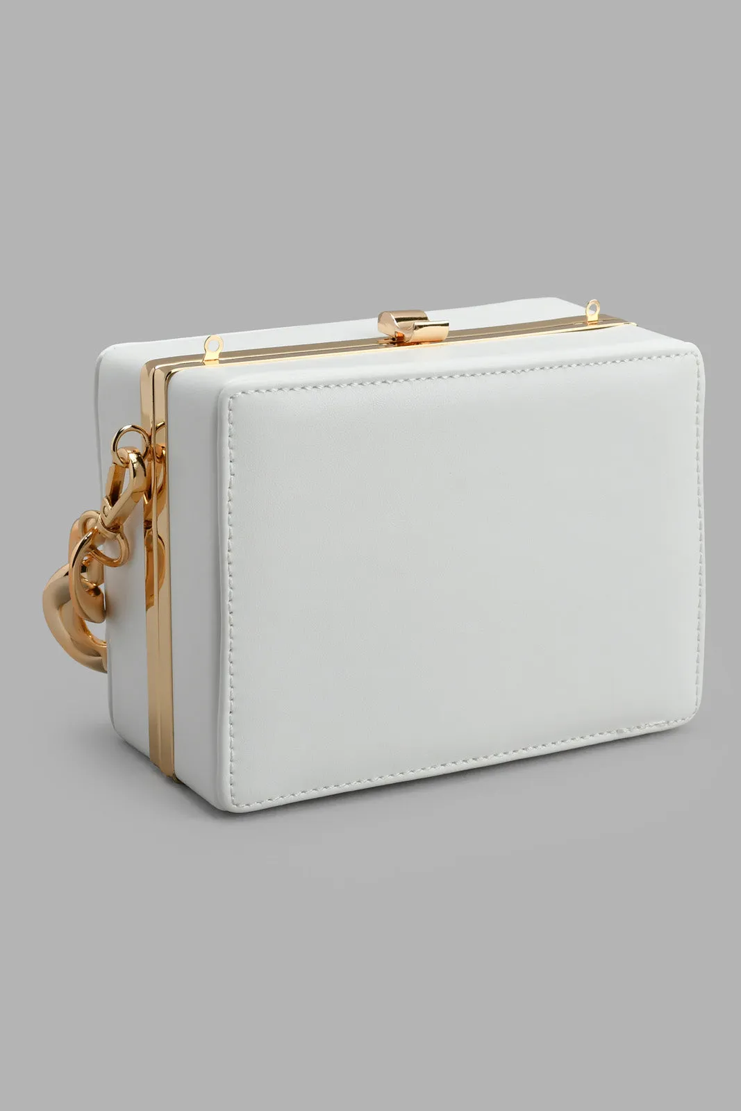 White Evening Clutch With Gold Chain sold by Redtag product image thumbnail 3
