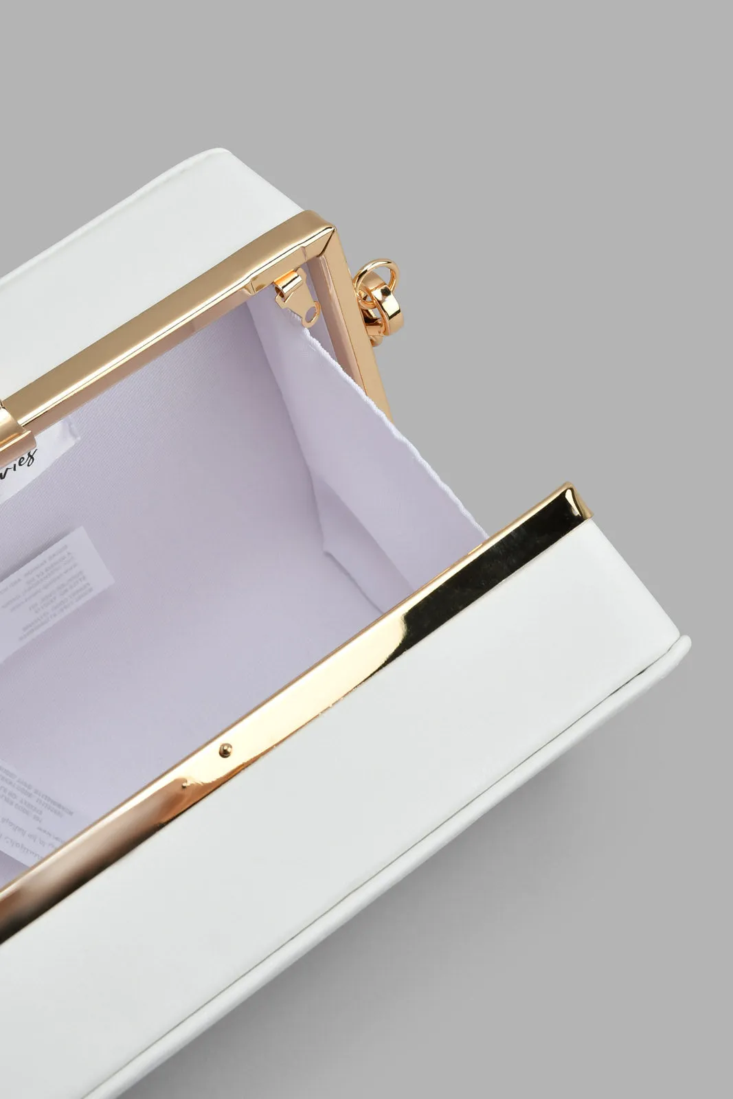 White Evening Clutch With Gold Chain sold by Redtag product image thumbnail 4