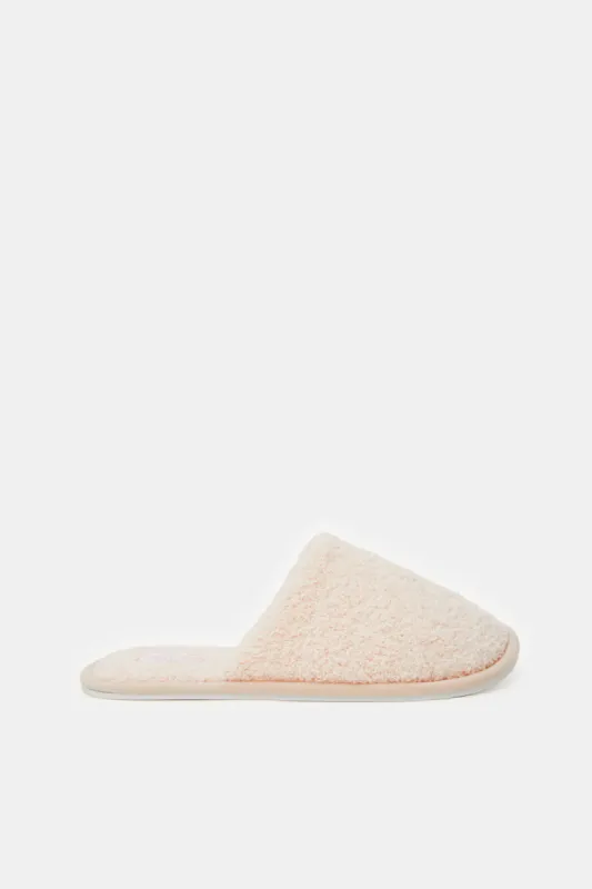 Women Pink Sherpa Close Toe Slide sold by Redtag