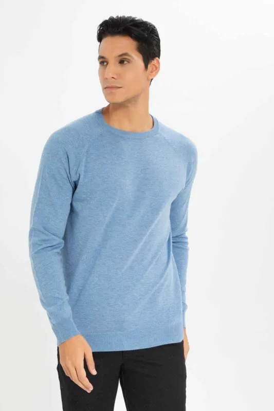 Men Blue Crew Neck Pullover sold by Redtag