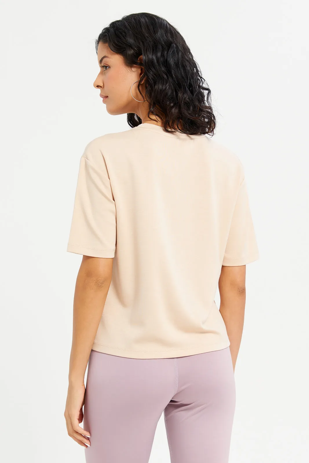 Women Beige Embellished T-Shirt sold by Redtag product image thumbnail 3