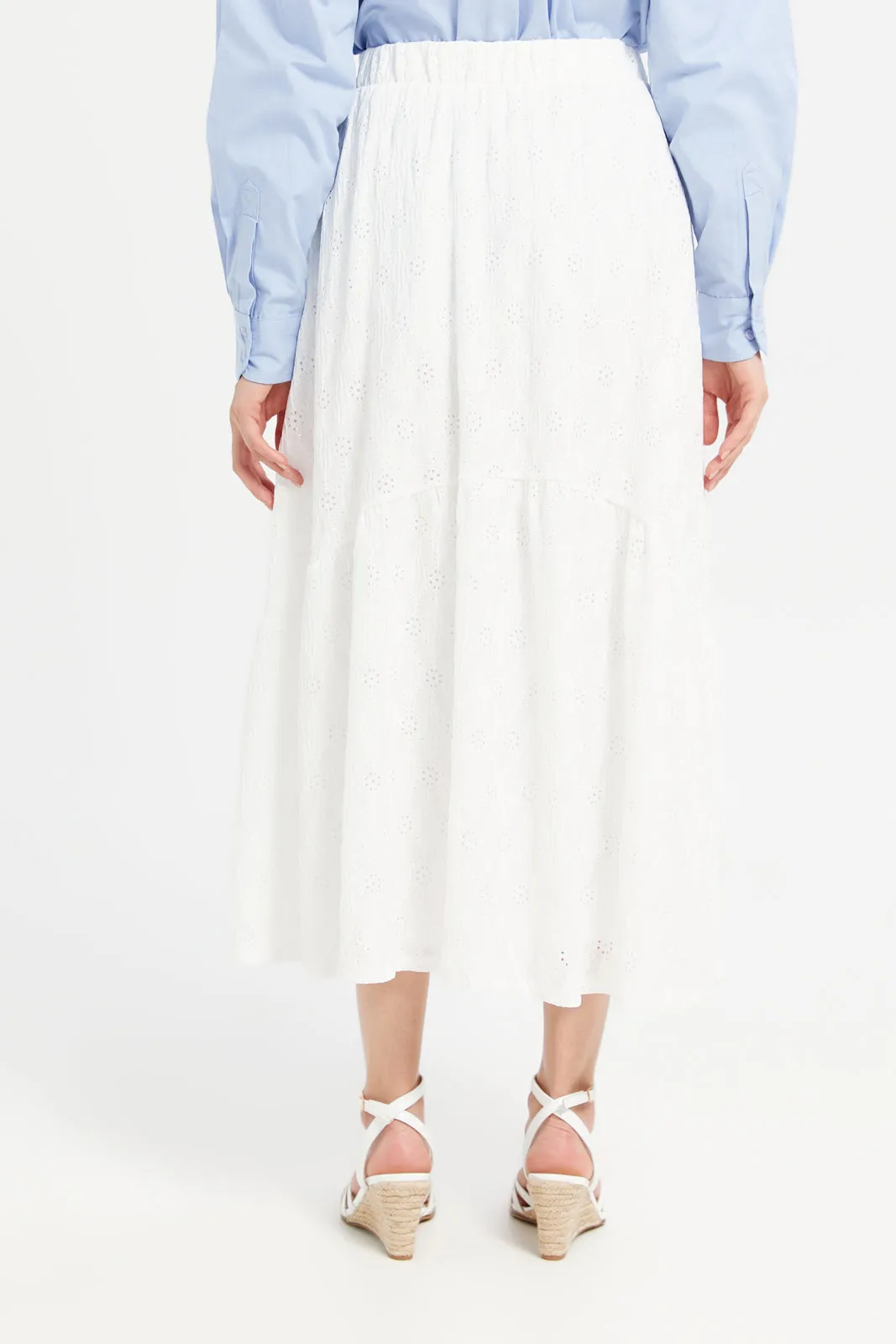 Women Ivory Broderie Skirt sold by Redtag product image thumbnail 3