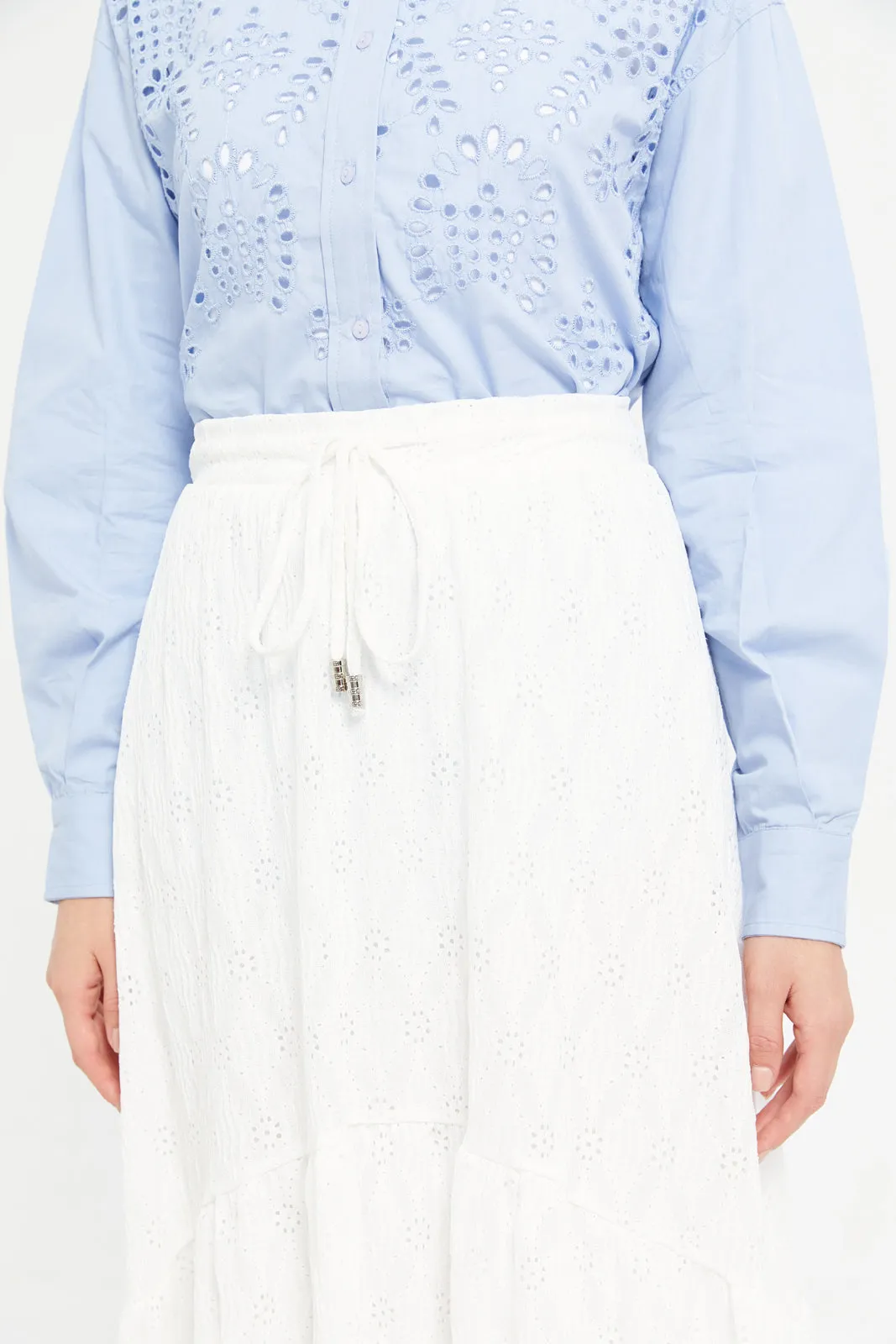 Women Ivory Broderie Skirt sold by Redtag product image thumbnail 4