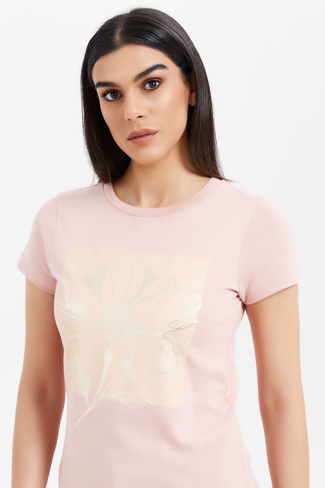 Women Pink Floral Foil T-Shirt sold by Redtag product image thumbnail 4