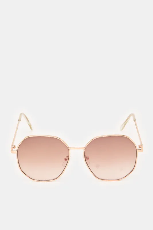 Women Pink Hexagonal Sunglasses sold by Redtag