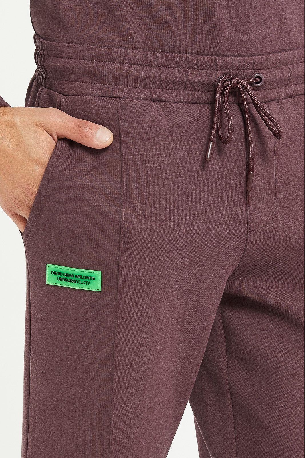 Men Burgundy Soft Touch Jog Pants sold by Redtag product image thumbnail 4
