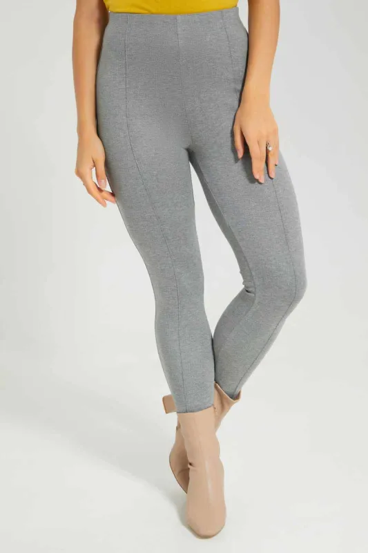 Women Grey Pleated Ponte Legging sold by Redtag
