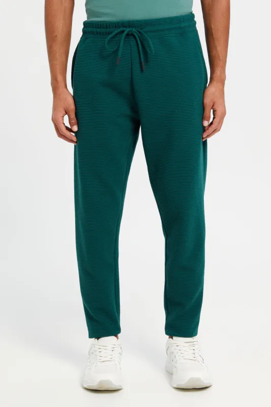 Men Teal Ribbed Jogger Pants sold by Redtag
