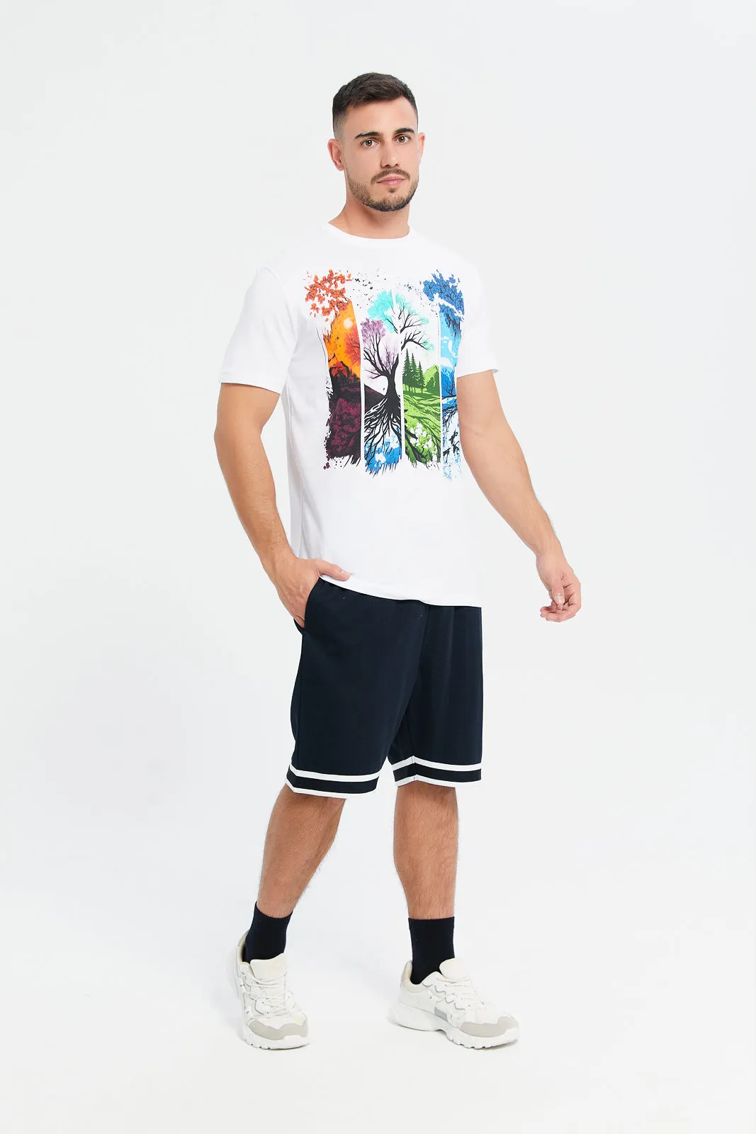 Men White Seasons Print Graphic T-Shirt sold by Redtag product image thumbnail 2