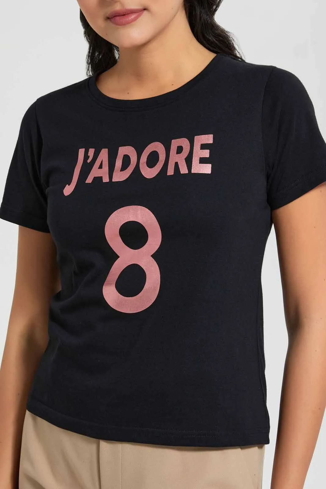 Black J'adore Print T-Shirt sold by Redtag product image thumbnail 3