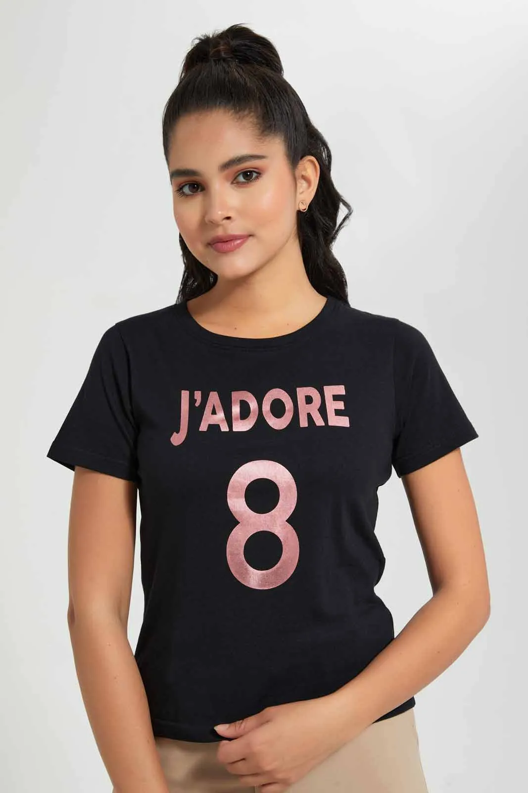 Black J'adore Print T-Shirt sold by Redtag