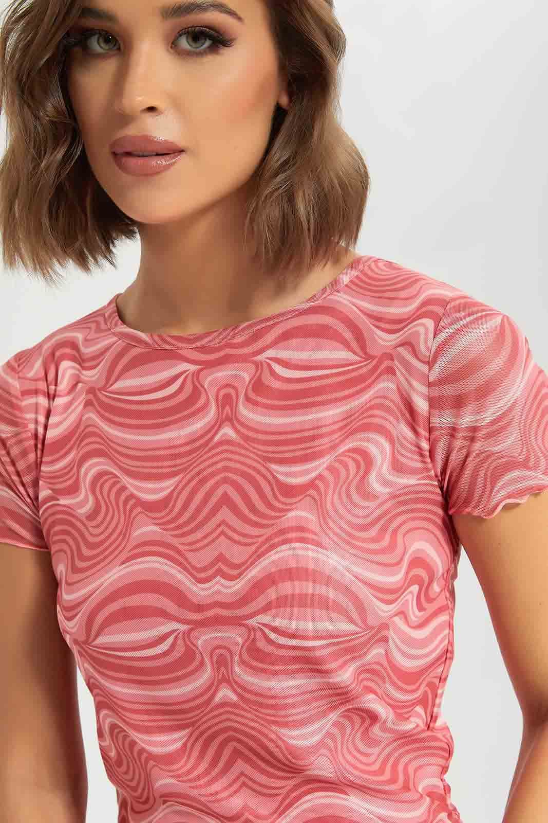 Pink Short Sleeved Crop Top sold by Redtag product image thumbnail 3