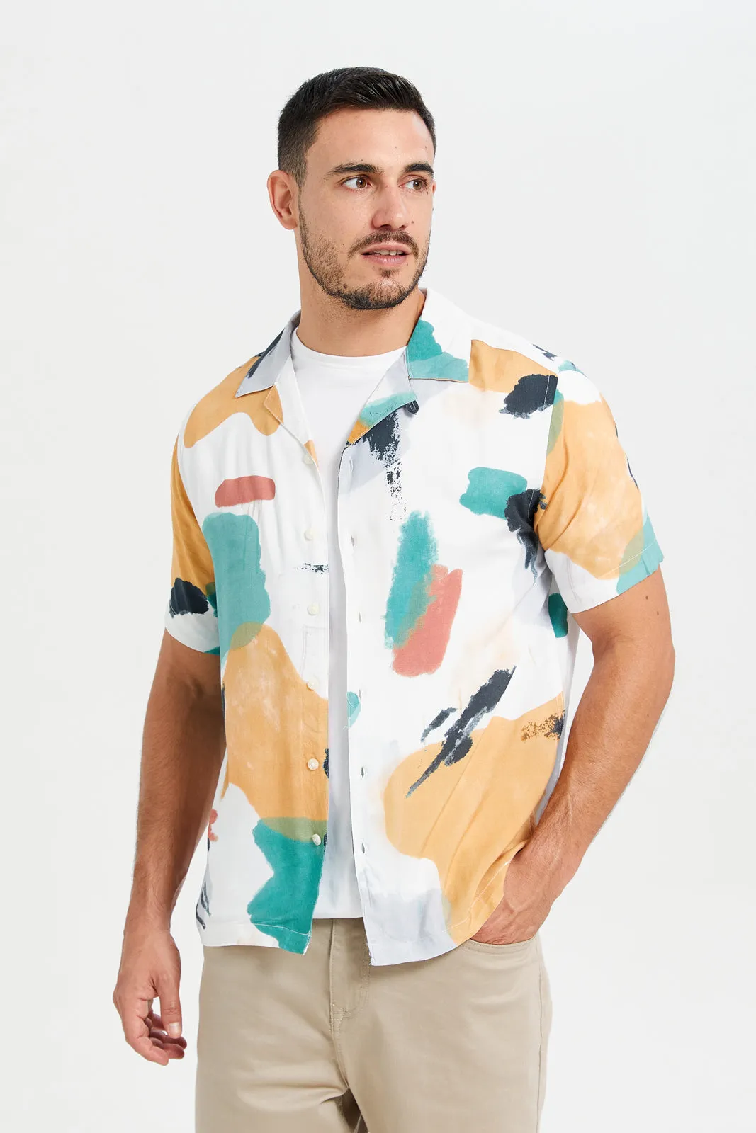 Men White Printed Resort Shirt sold by Redtag product image thumbnail 3