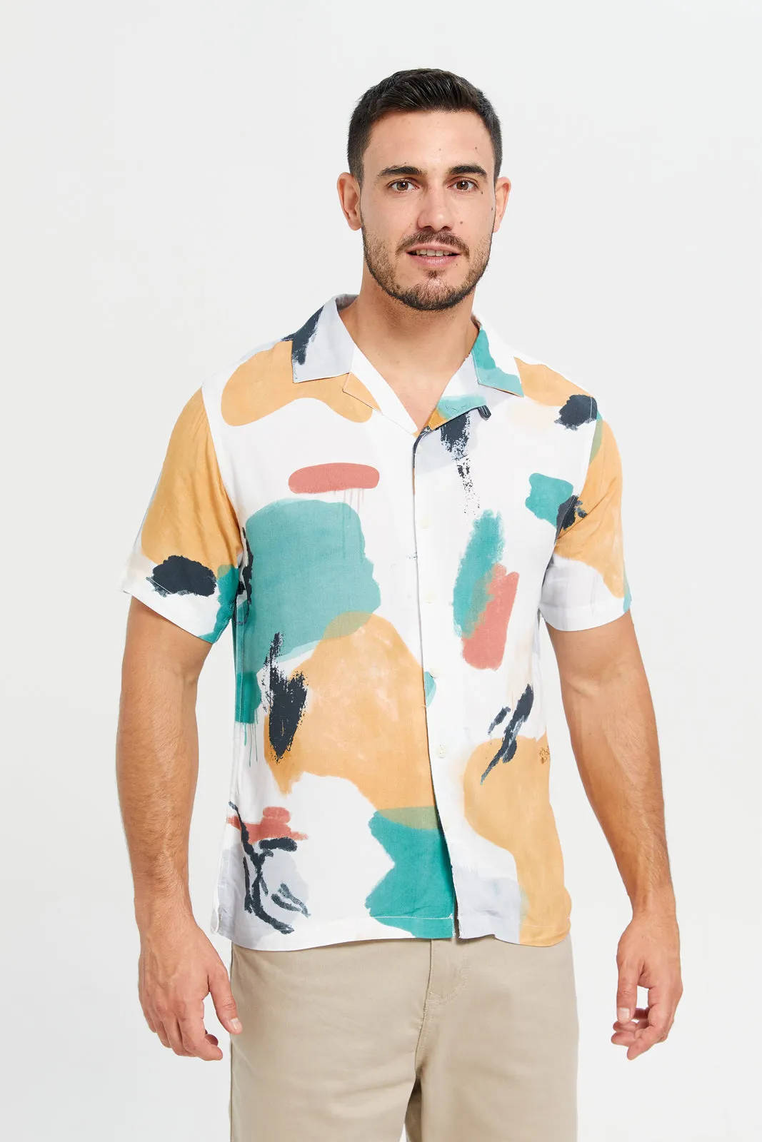 Men White Printed Resort Shirt sold by Redtag