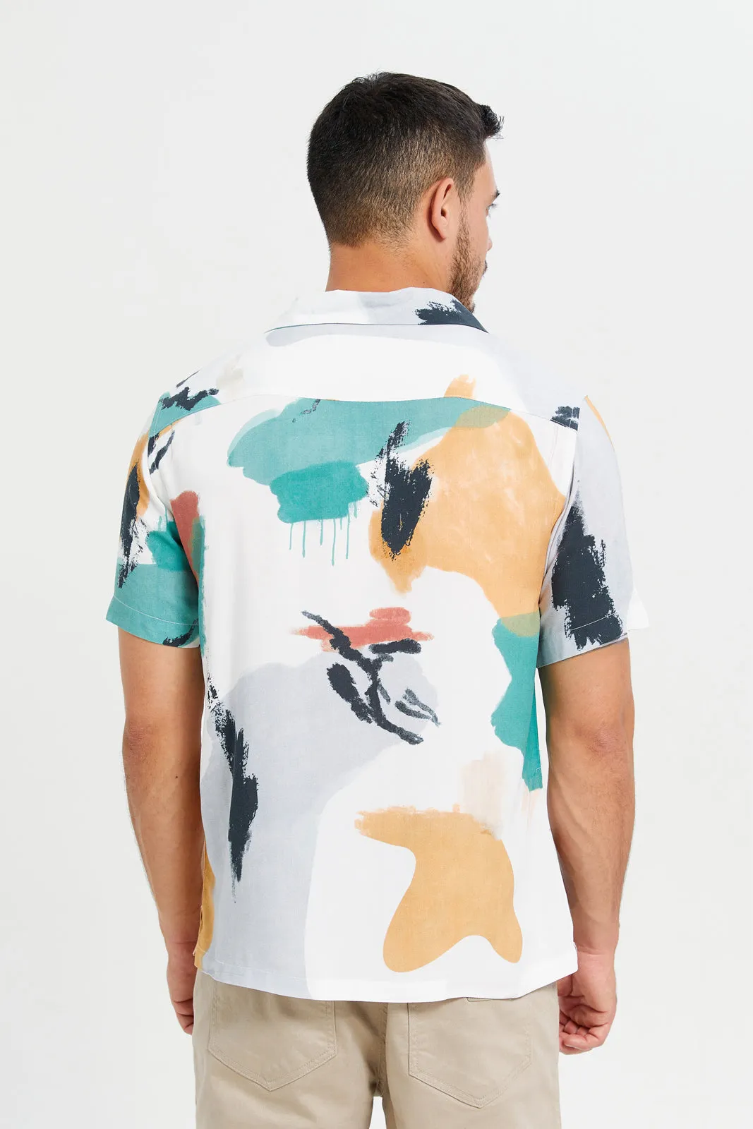 Men White Printed Resort Shirt sold by Redtag product image thumbnail 4