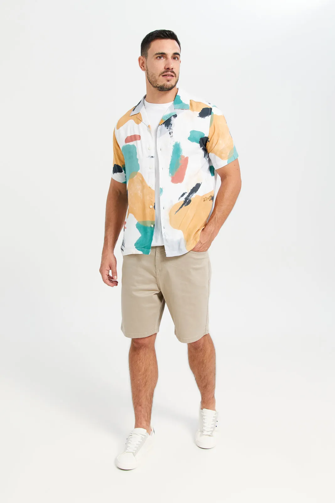 Men White Printed Resort Shirt sold by Redtag product image thumbnail 2