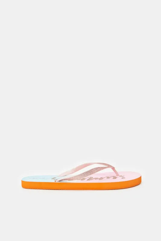 Women Assorted Summer Slogan Flip Flop sold by Redtag