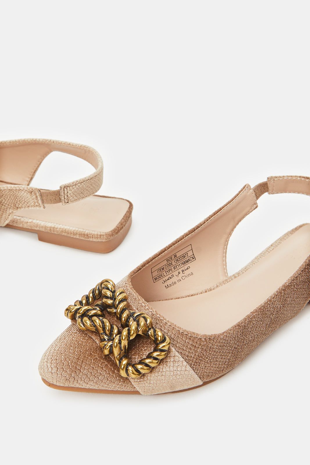 Women Beige Velvet Slingback sold by Redtag product image thumbnail 3